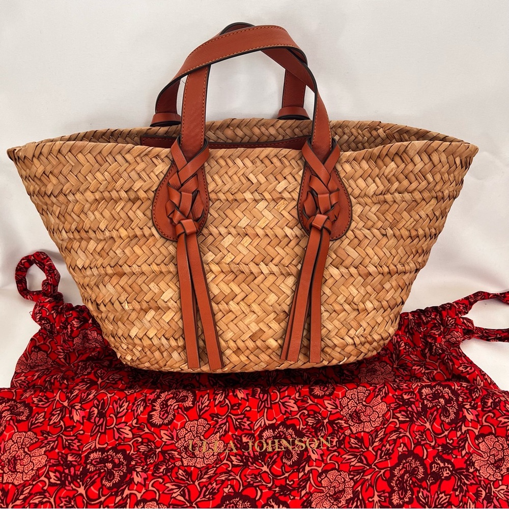 Ulla Johnson Natural Straw Tote with Tan Leather Handles - Picture 2 of 15